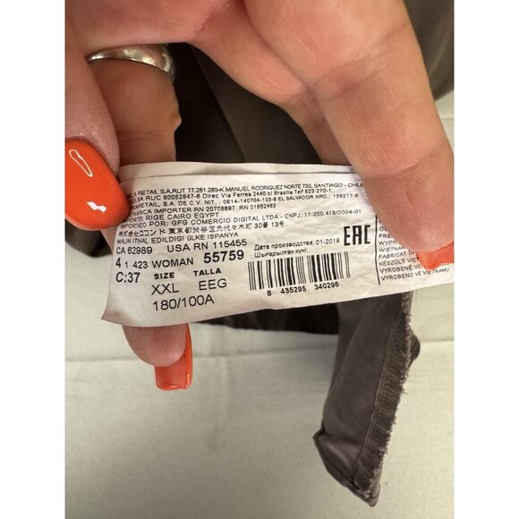 MNG Womens Taupe Midi Wrap Dress Size 12 Neutral Minimalist Soft Draped Timeless - Picture 7 of 10